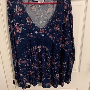 Flowered babydoll shirt